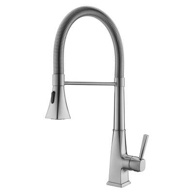 Modern Single Handle Brushed Nickel Copper Pull Out Kitchen Mixer Faucet 